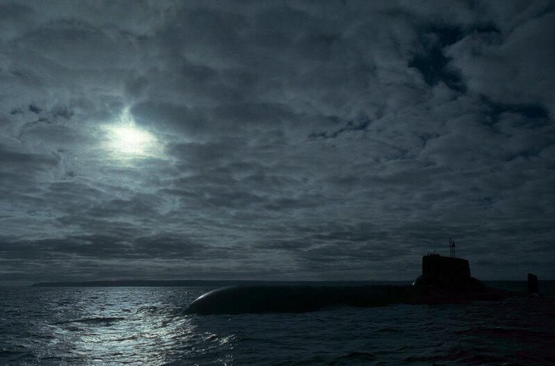 Submarine on Water — Gray, Dramatic