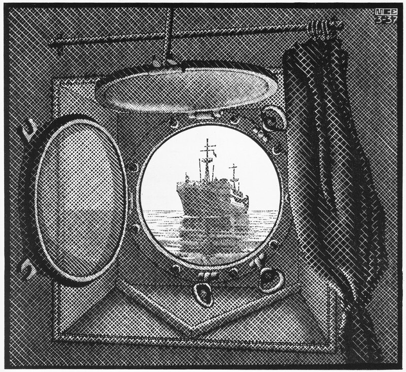 Submarine periscope view of ship