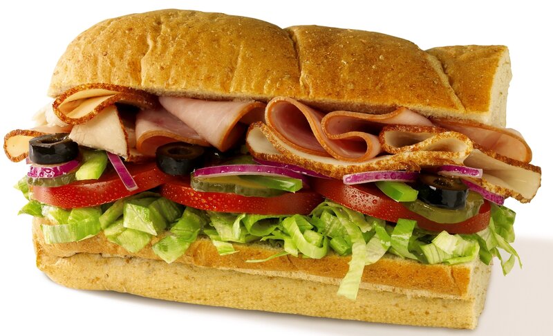 Submarine sandwich with meats and vegetables