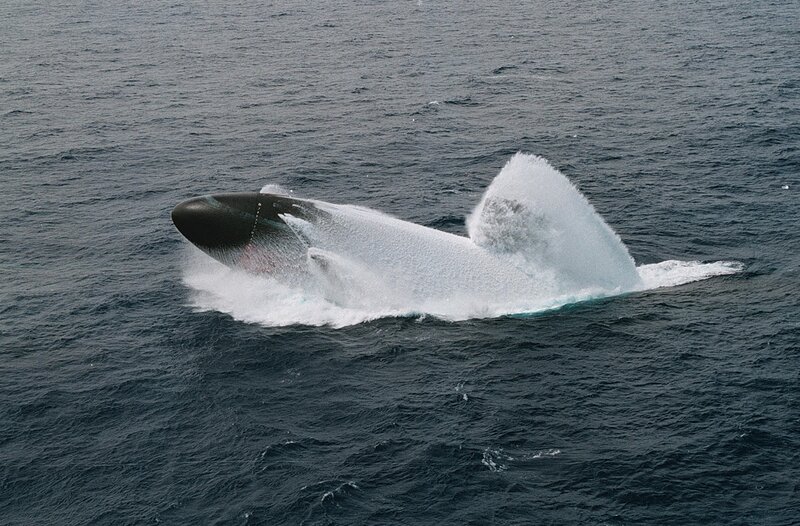 Submarine Surfacing — Blue, Dramatic