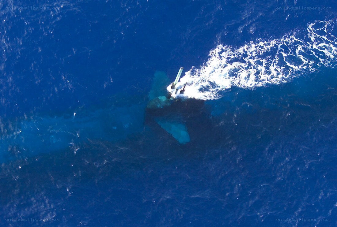 Submarine surfacing in ocean