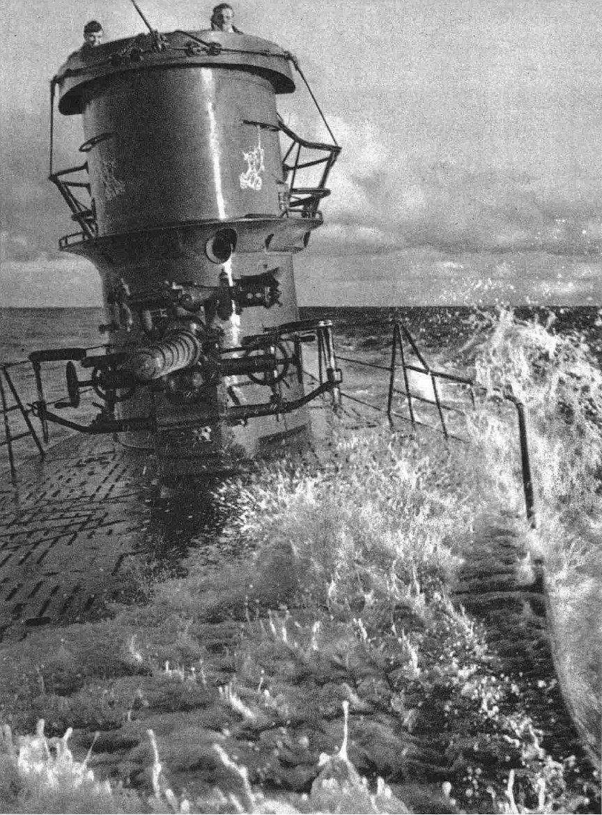 Submarine surfacing in rough seas
