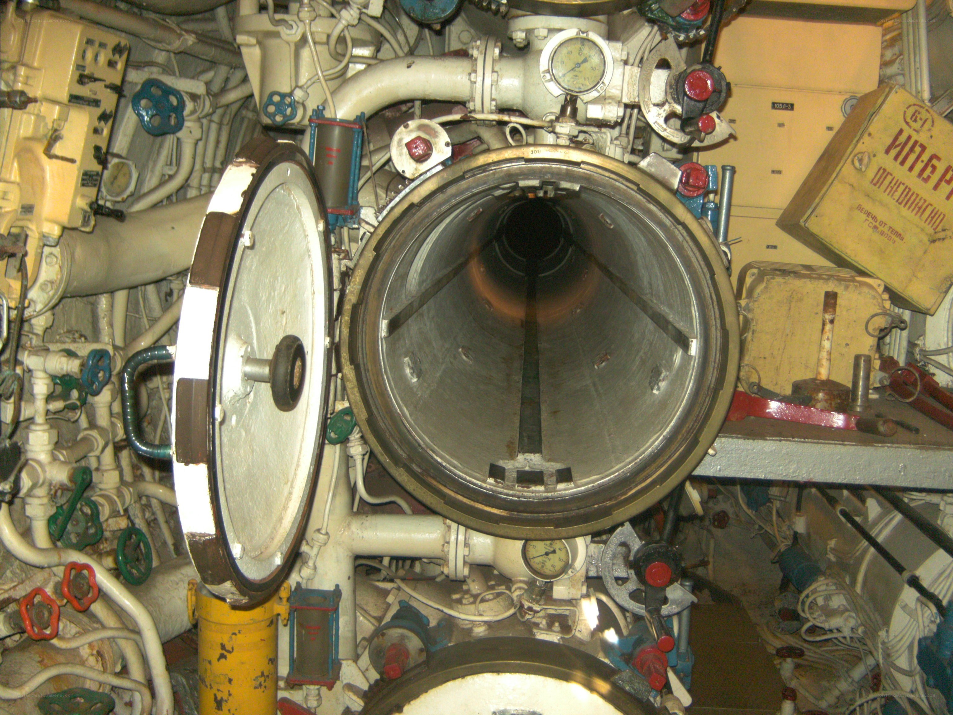 Submarine torpedo tube interior