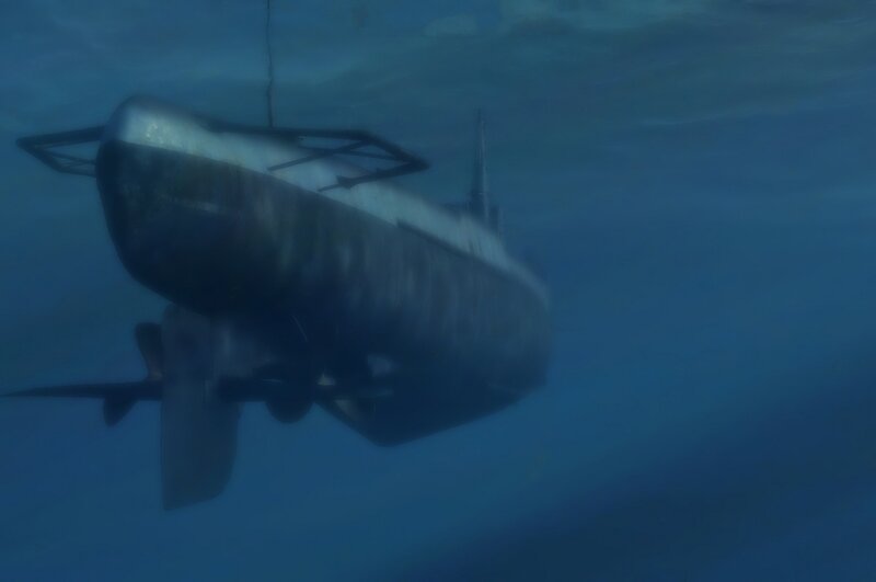 Submarine Underwater — Blue, Dark, 3d Render