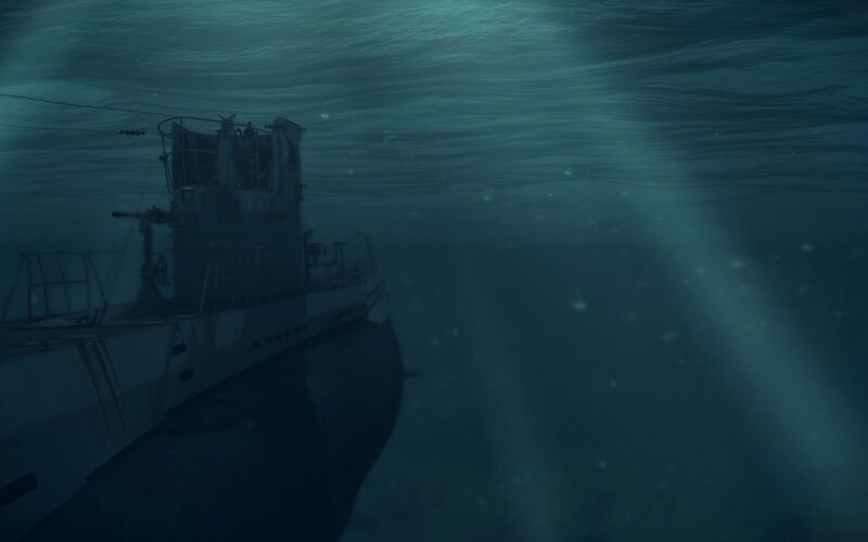 Submarine Underwater — Blue, Dark, Mysterious, 3d Render