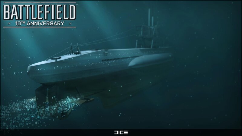 Submarine Underwater — Blue, Dramatic, Digital Art, Bubbles, Periscope