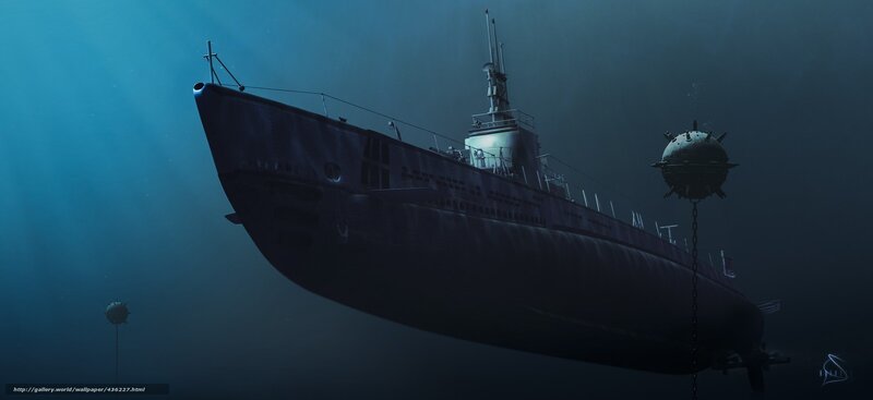 Submarine Underwater — Blue, Dramatic