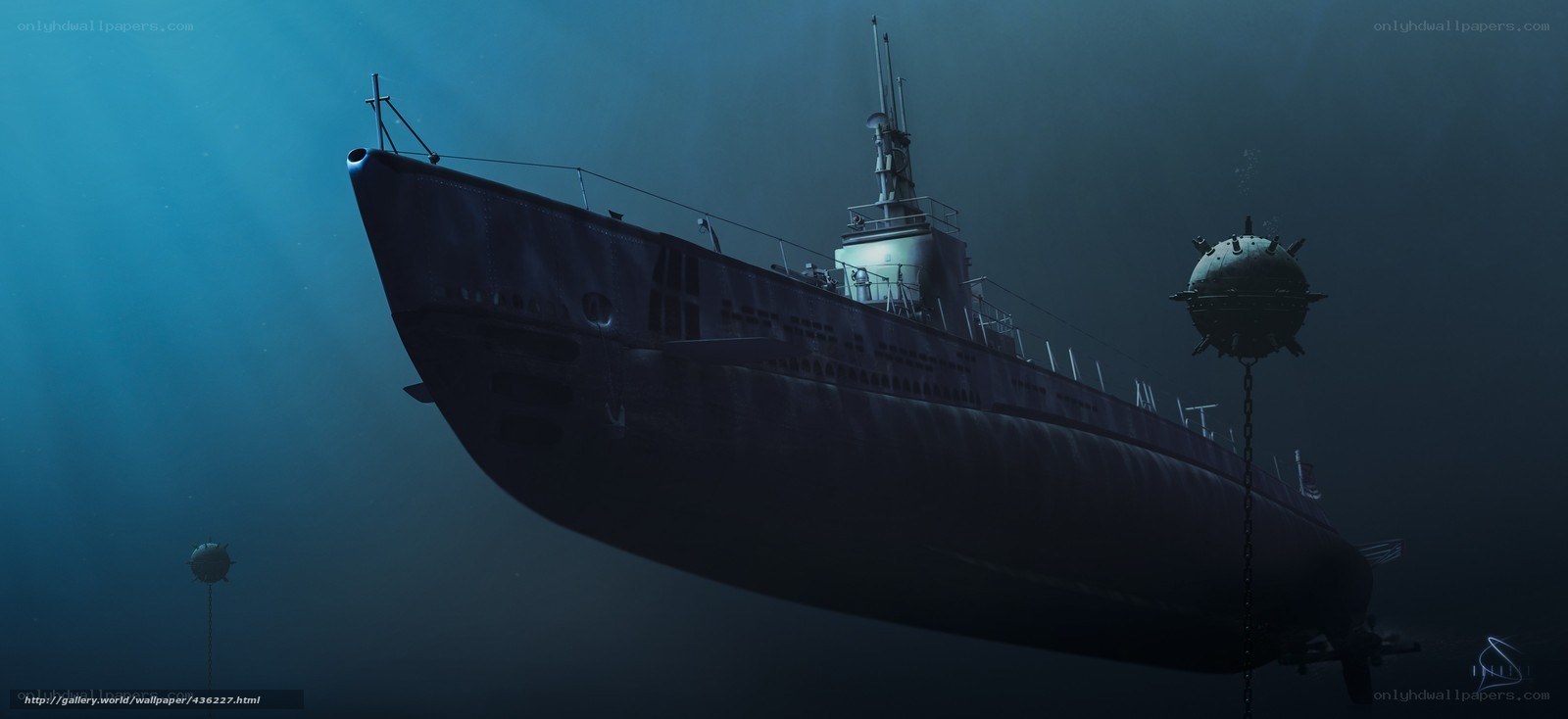 Submarine underwater scene