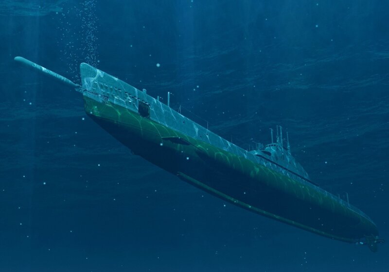 Submarine underwater scene
