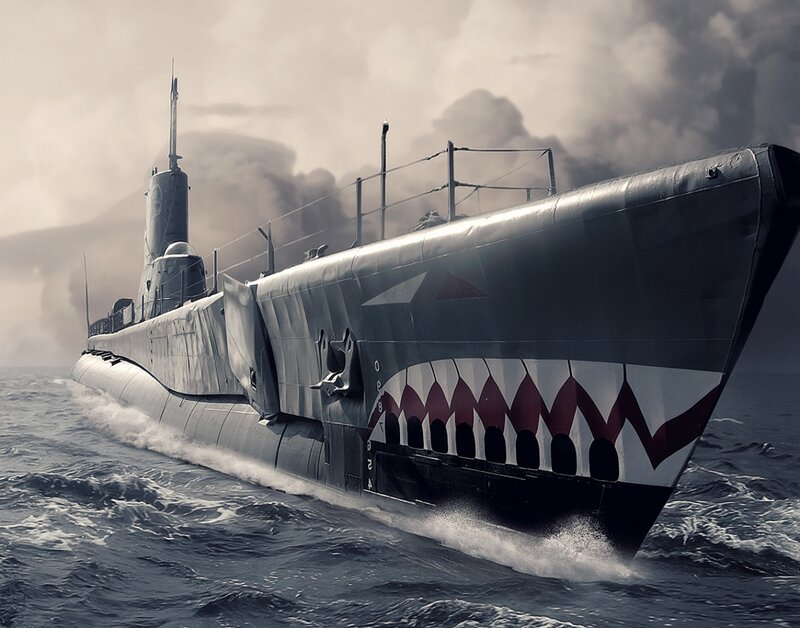 Submarine with Shark Mouth — Gray