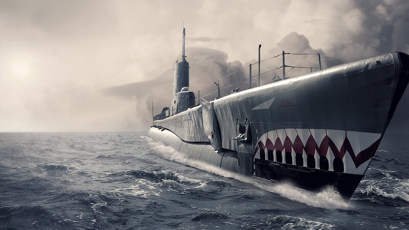 Submarine with shark mouth