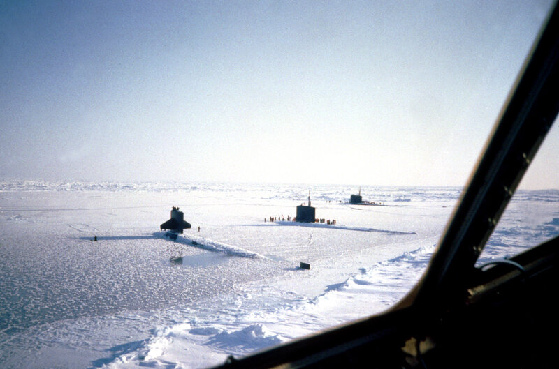 Submarines on Arctic ice
