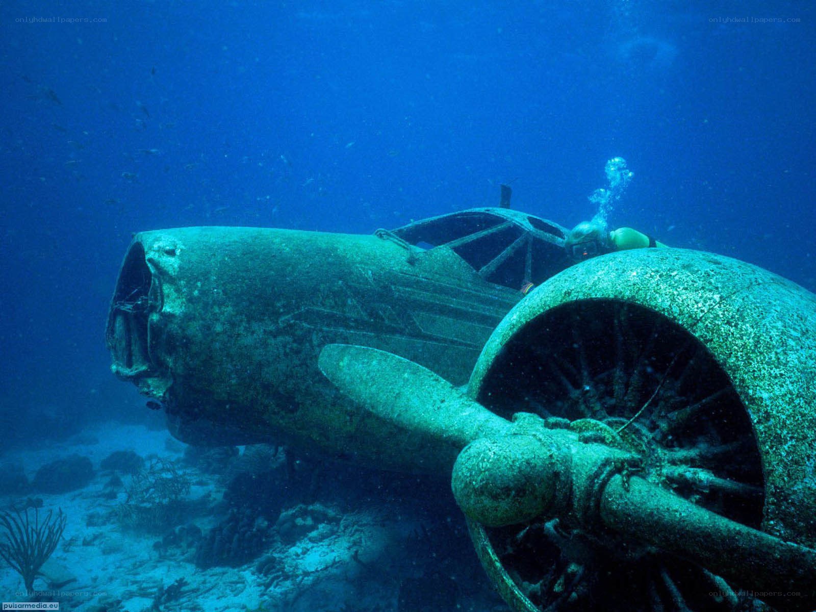 Submerged airplane wreck
