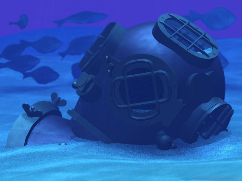 submerged diving helmet
