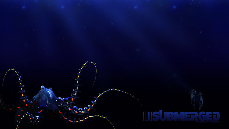 Submerged octopus artwork
