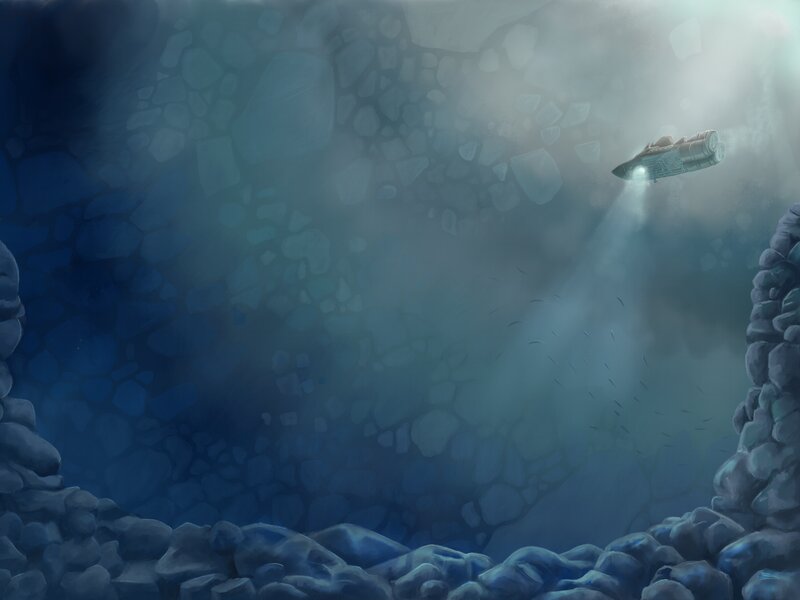 Submersible in Cave — Blue