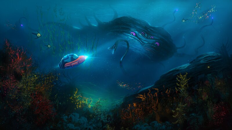 Submersible Near Sea Monster