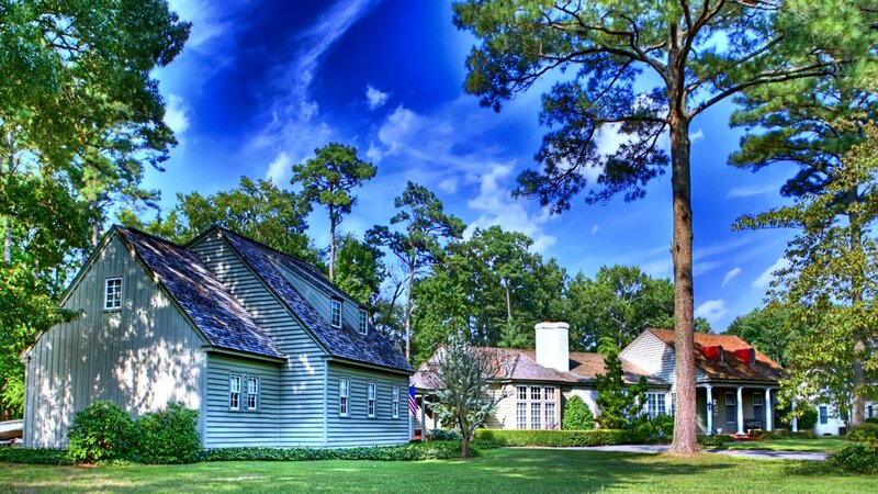 Suburban homes with lush greenery