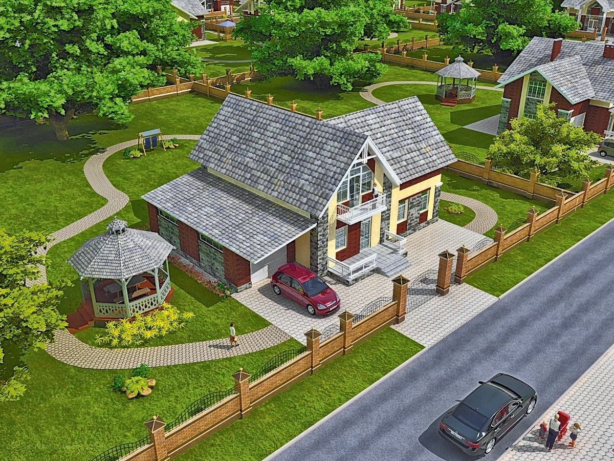 Suburban house with garden