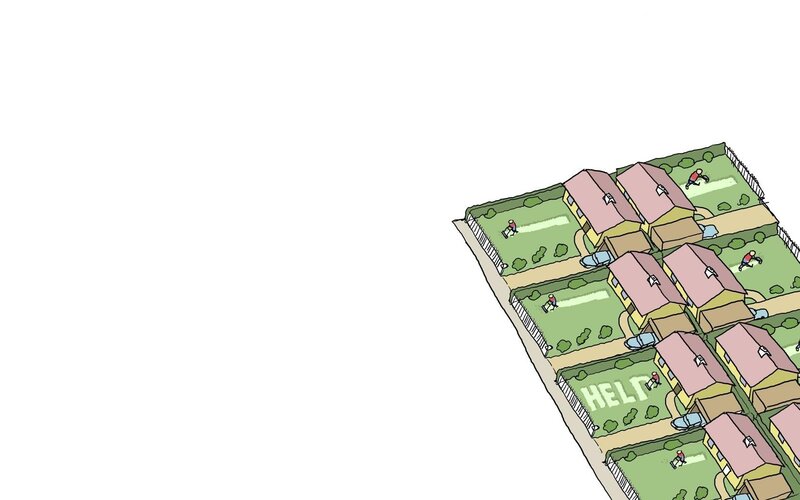 suburban neighborhood illustration
