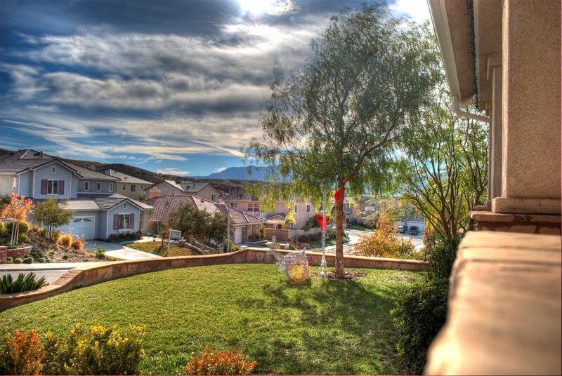 Suburban neighborhood with holiday decor