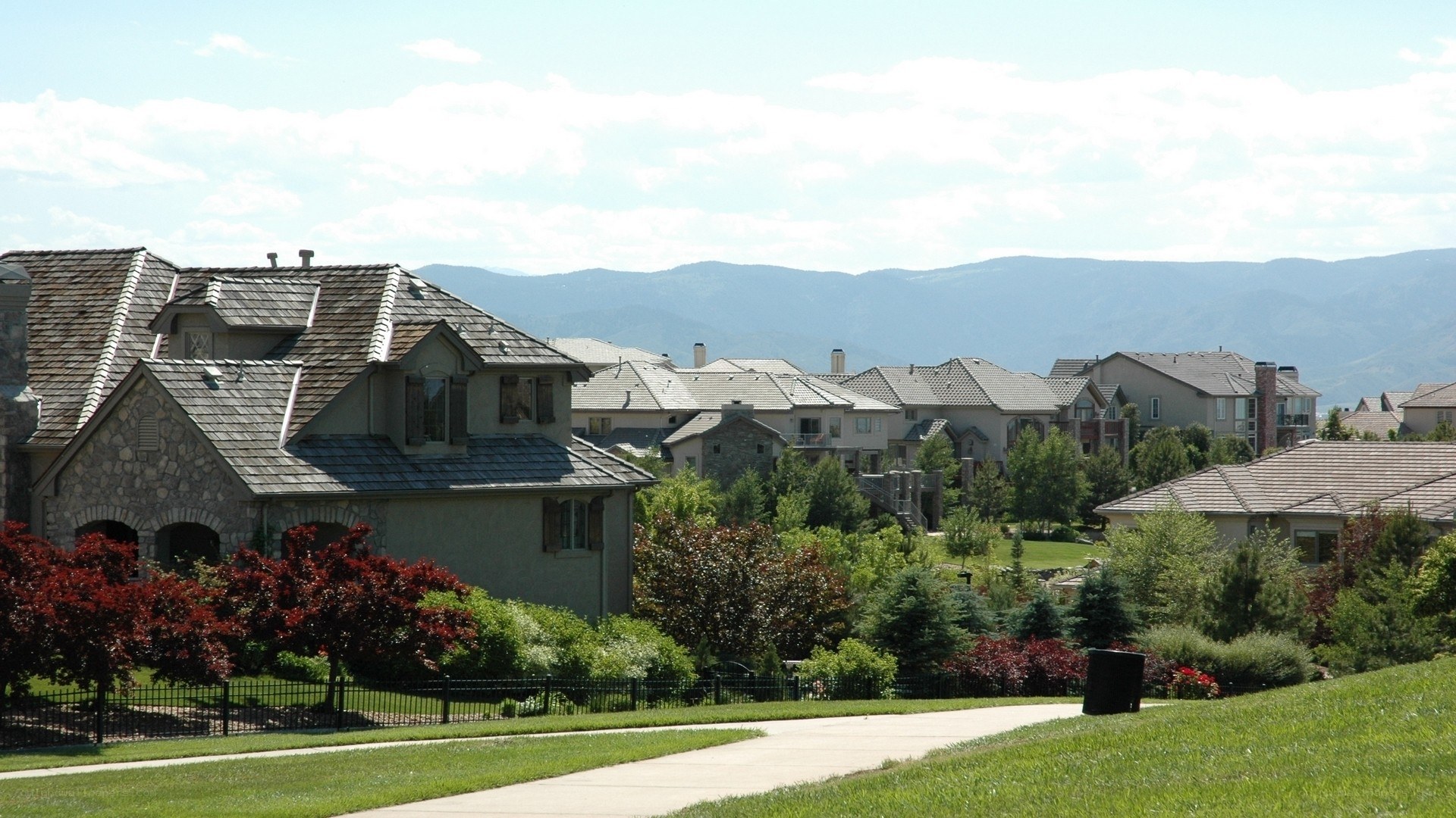 Suburban neighborhood with mountains