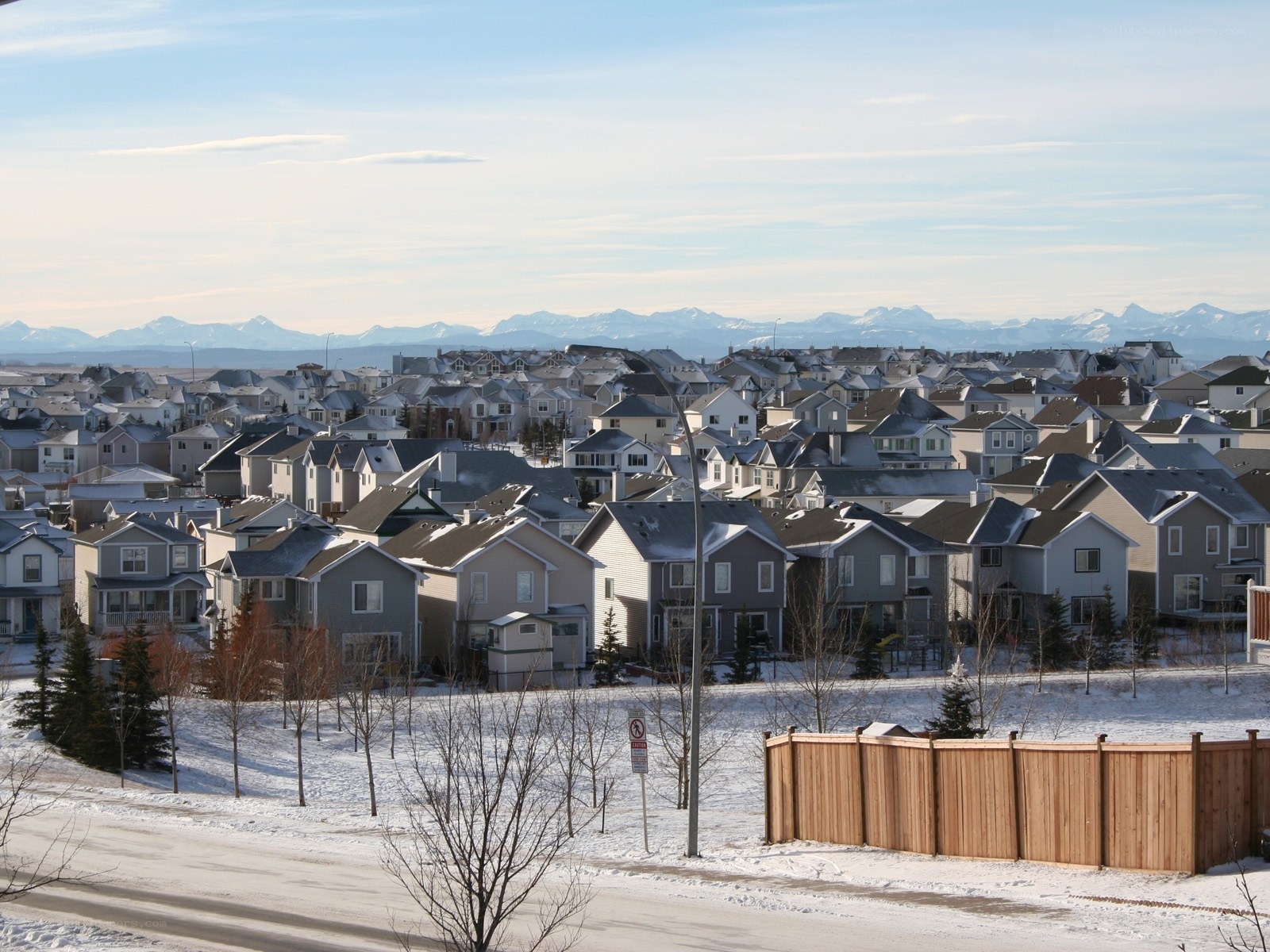 Suburban neighborhood with mountains