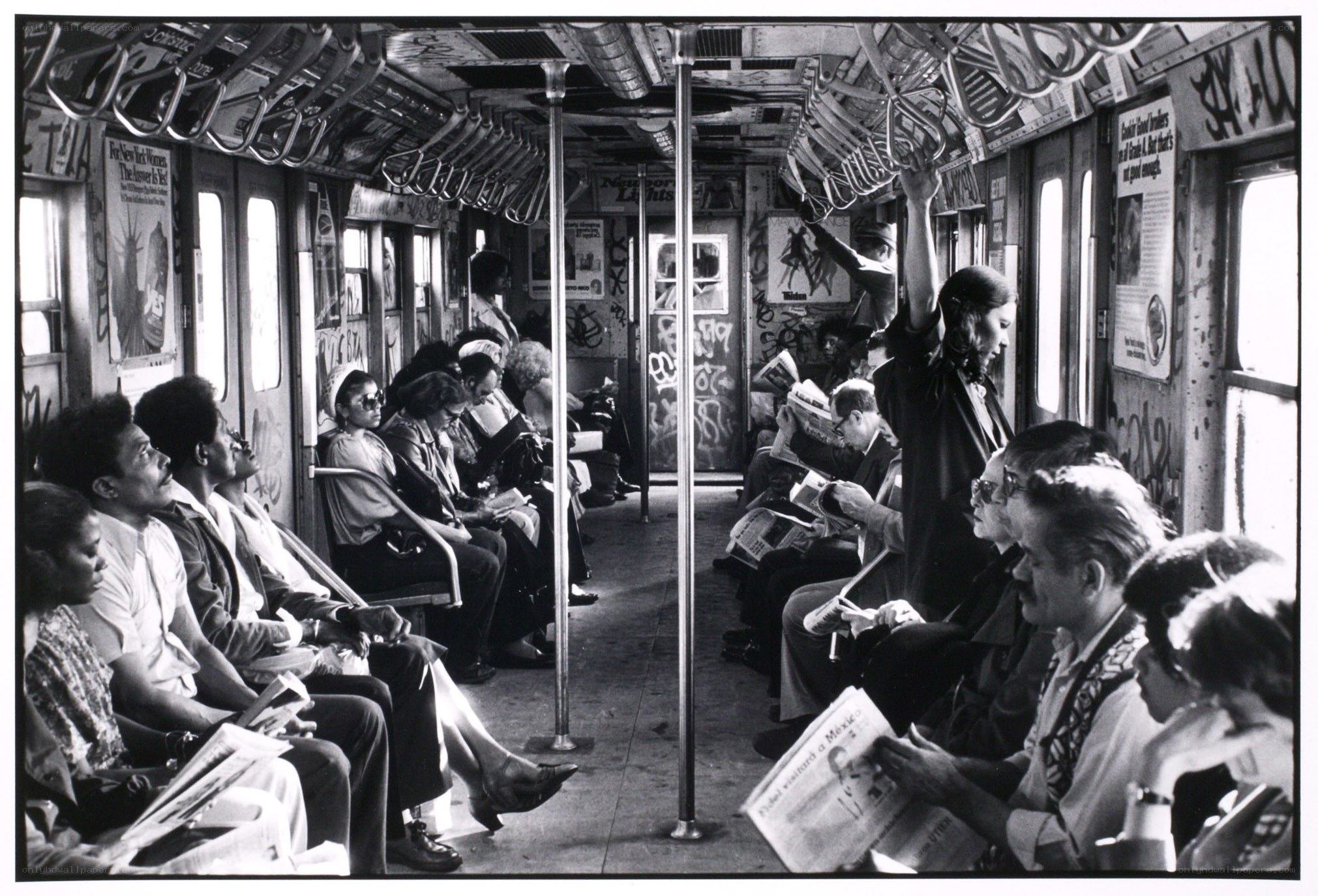 Subway car with passengers