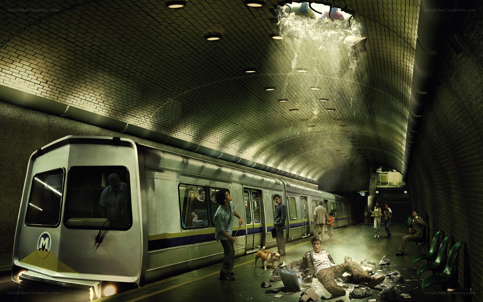 Subway station disaster scene