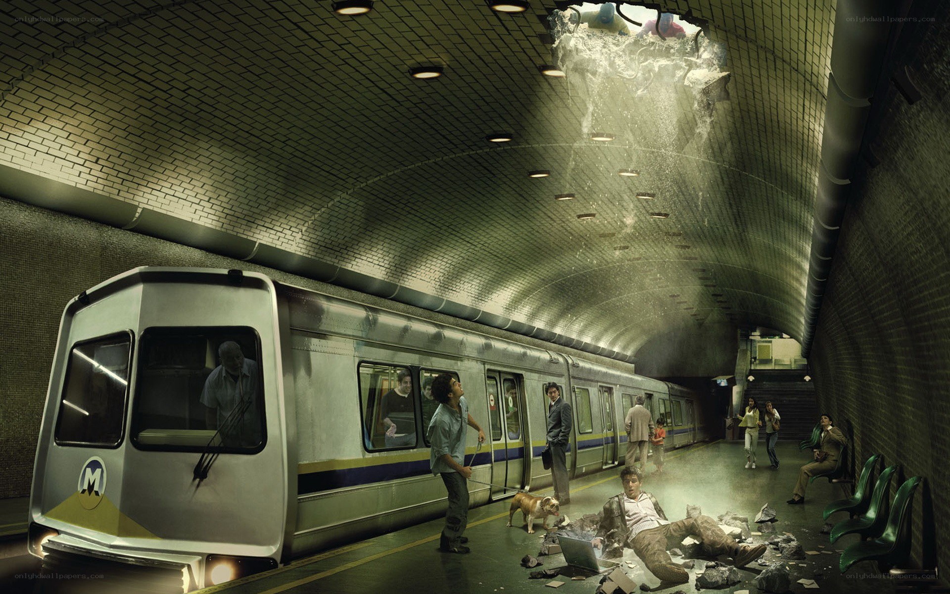 Subway station disaster scene