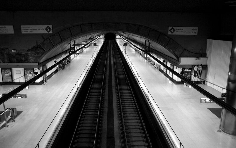 Subway Station Platform — Black, Dramatic