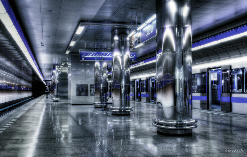 Subway Station Platform — Blue, Dramatic