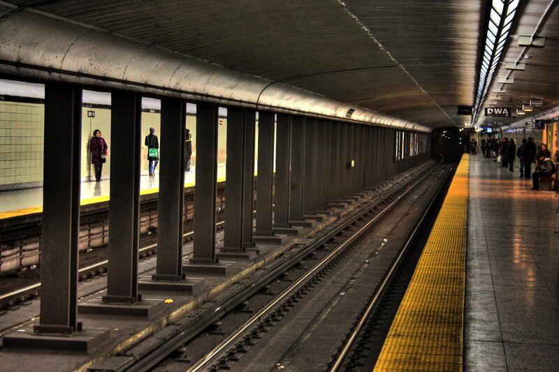 Subway Station Platform — Gray, Dramatic, Photograph
