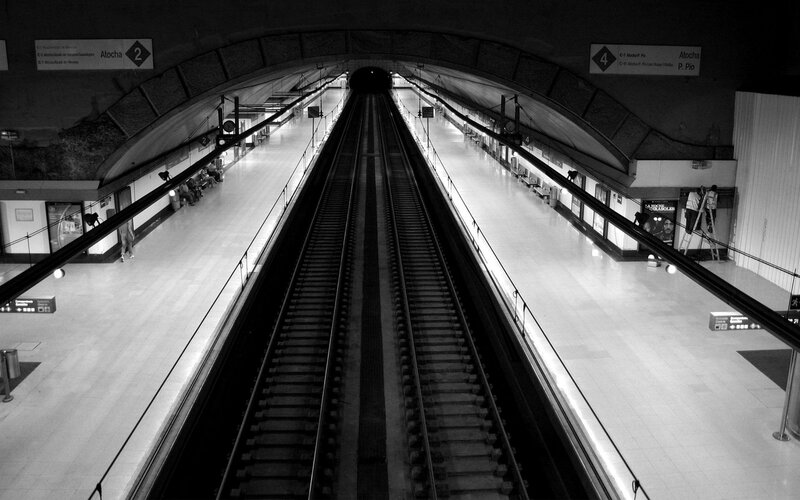 Subway Station Tracks — Black, Dramatic