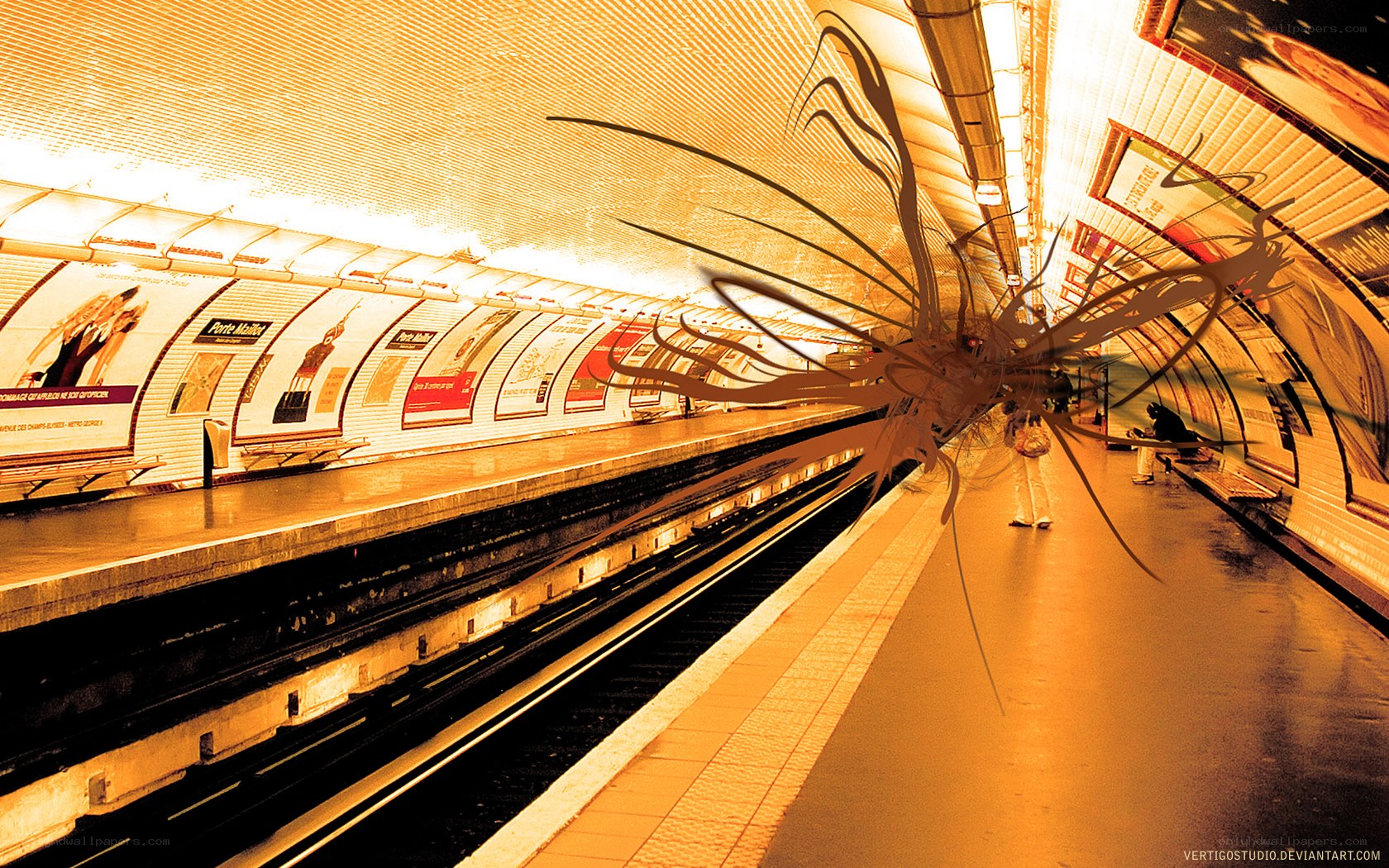 Subway station with artistic overlay