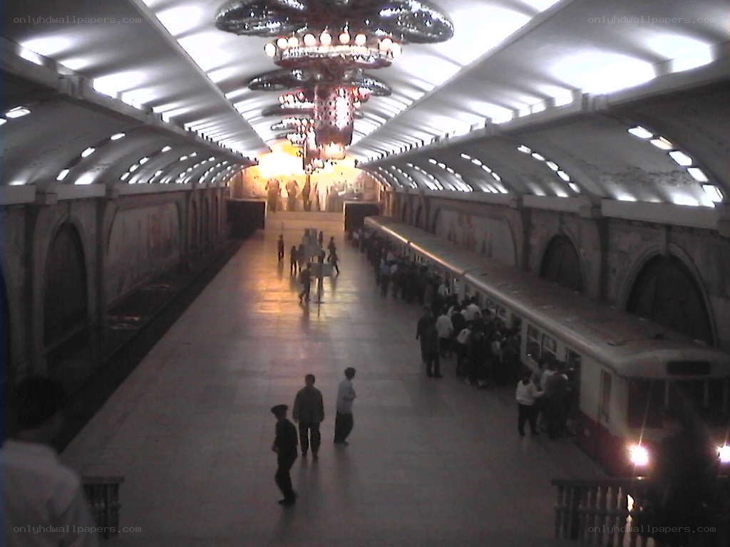 Subway station with chandeliers