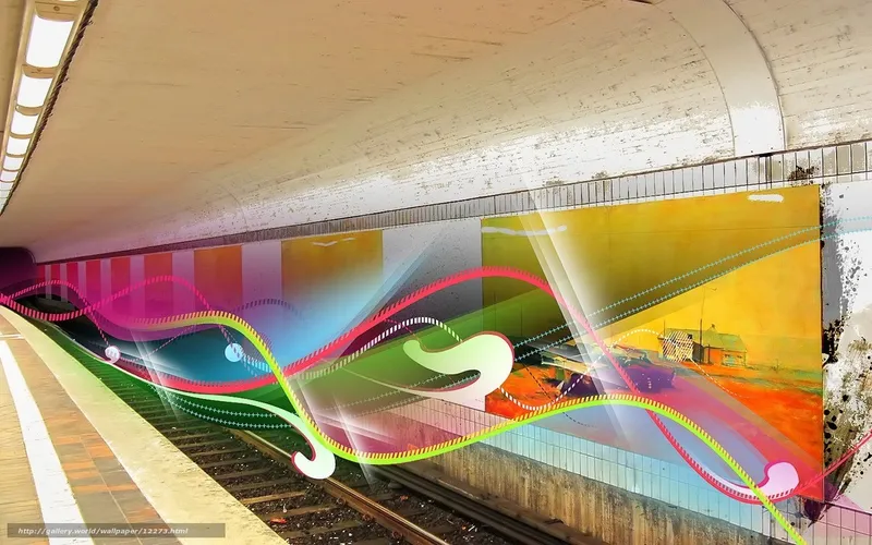 Subway station with colorful art