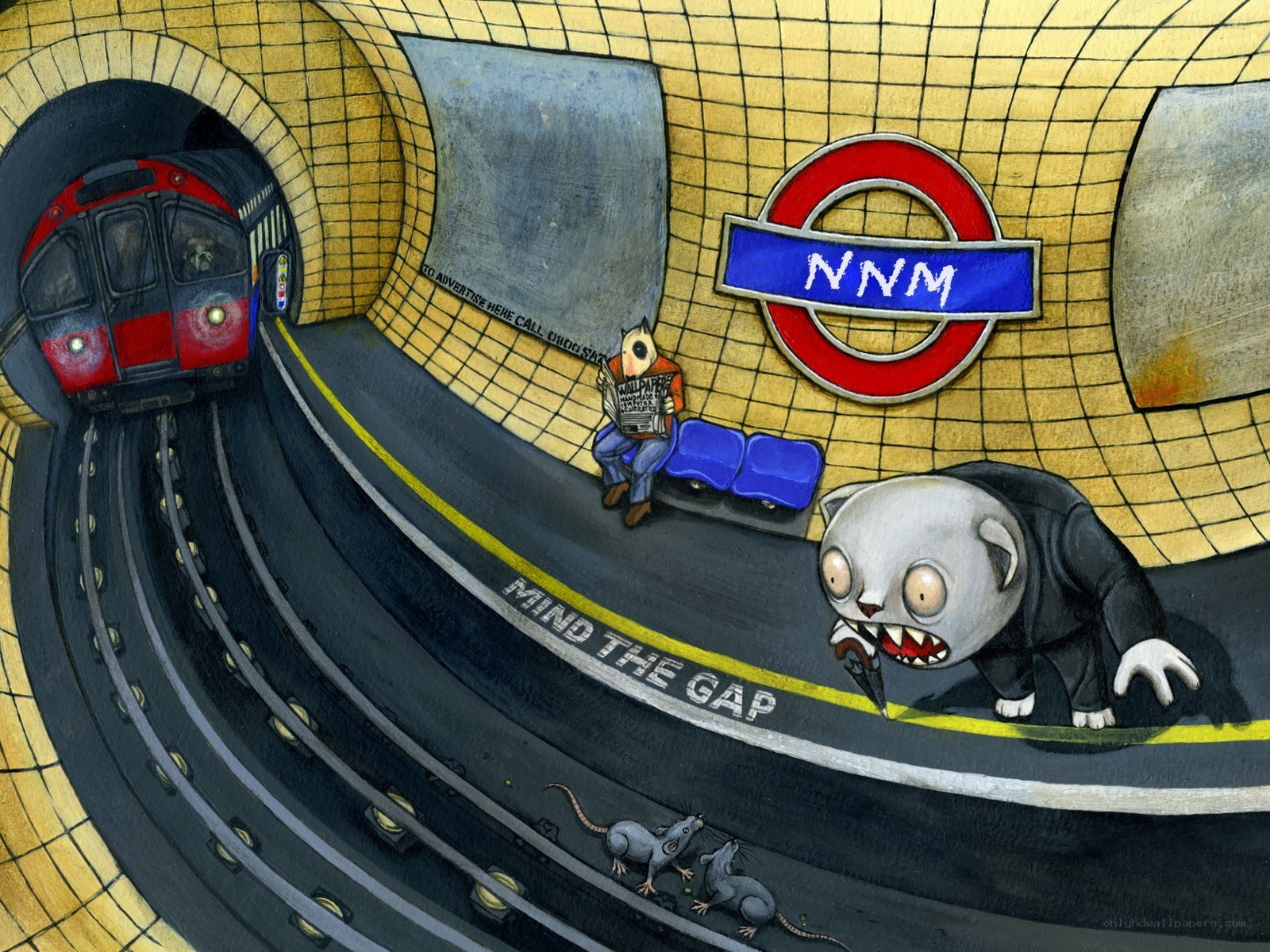 Subway station with creatures