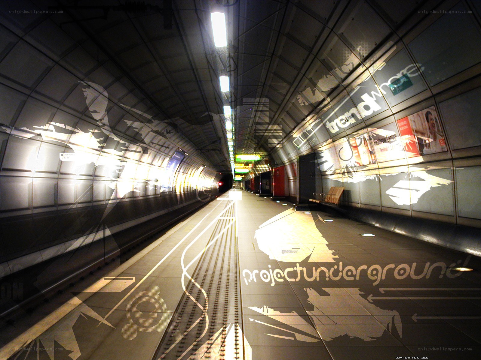 Subway station with digital art