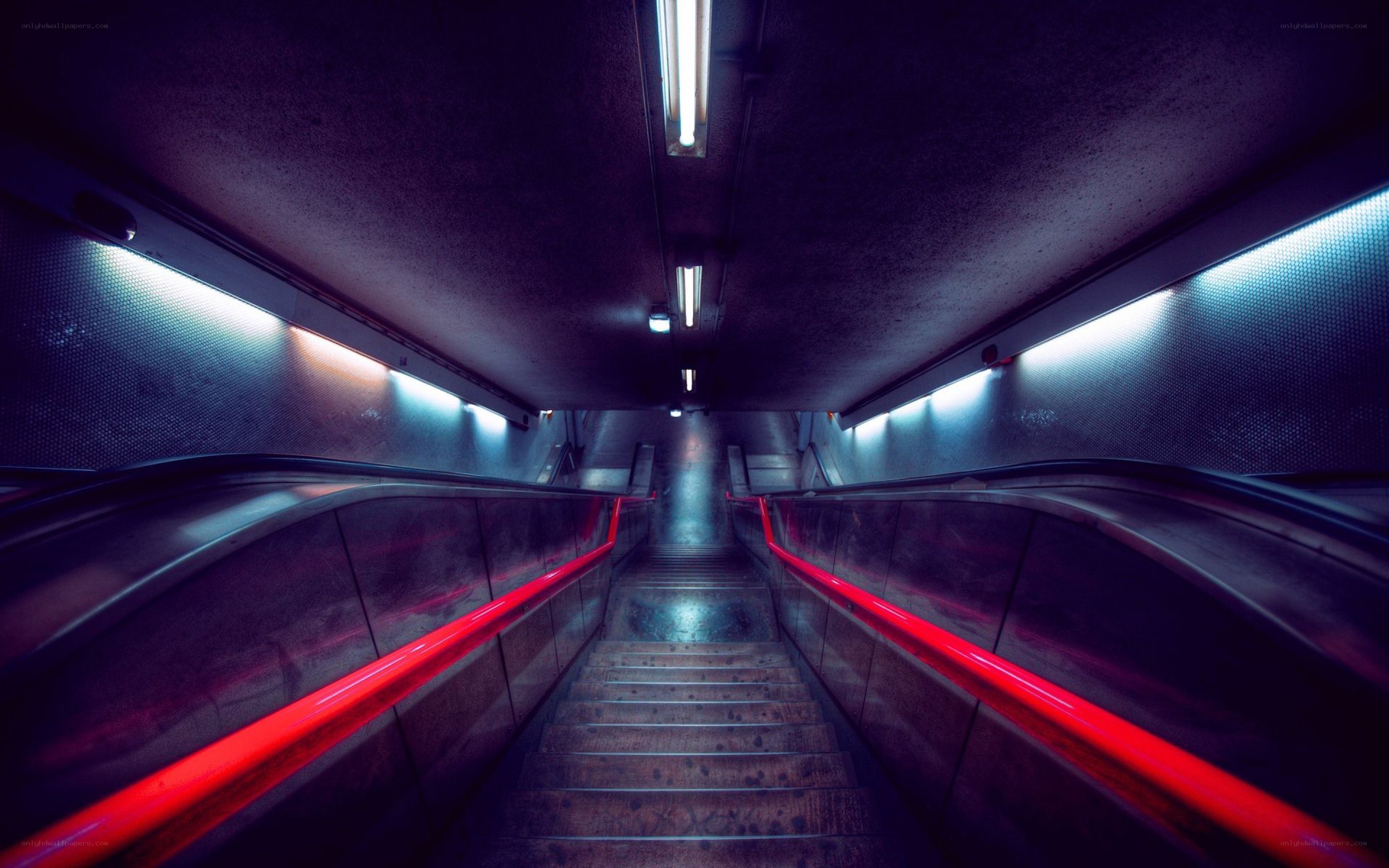 Subway station with escalators