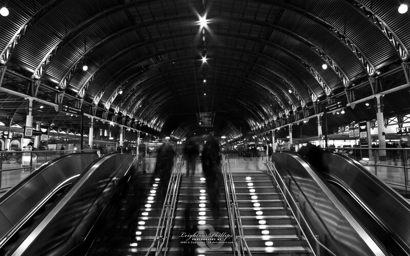 Subway station with escalators