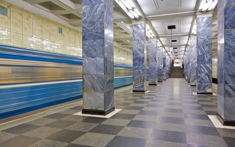 Subway station with marble columns
