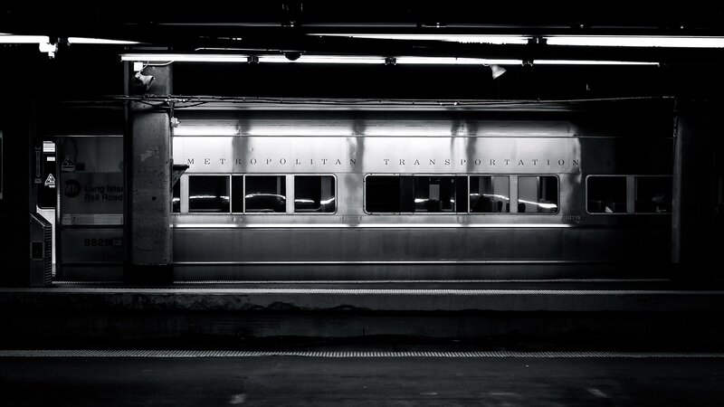 Subway train at a station