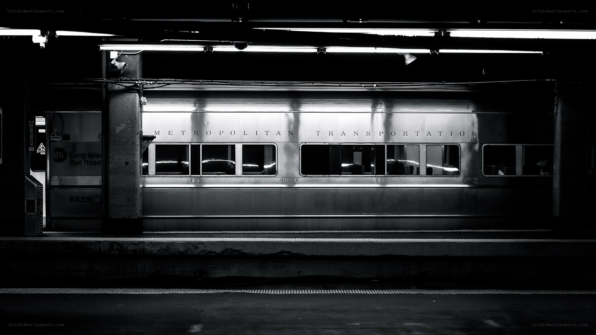 Subway train at a station