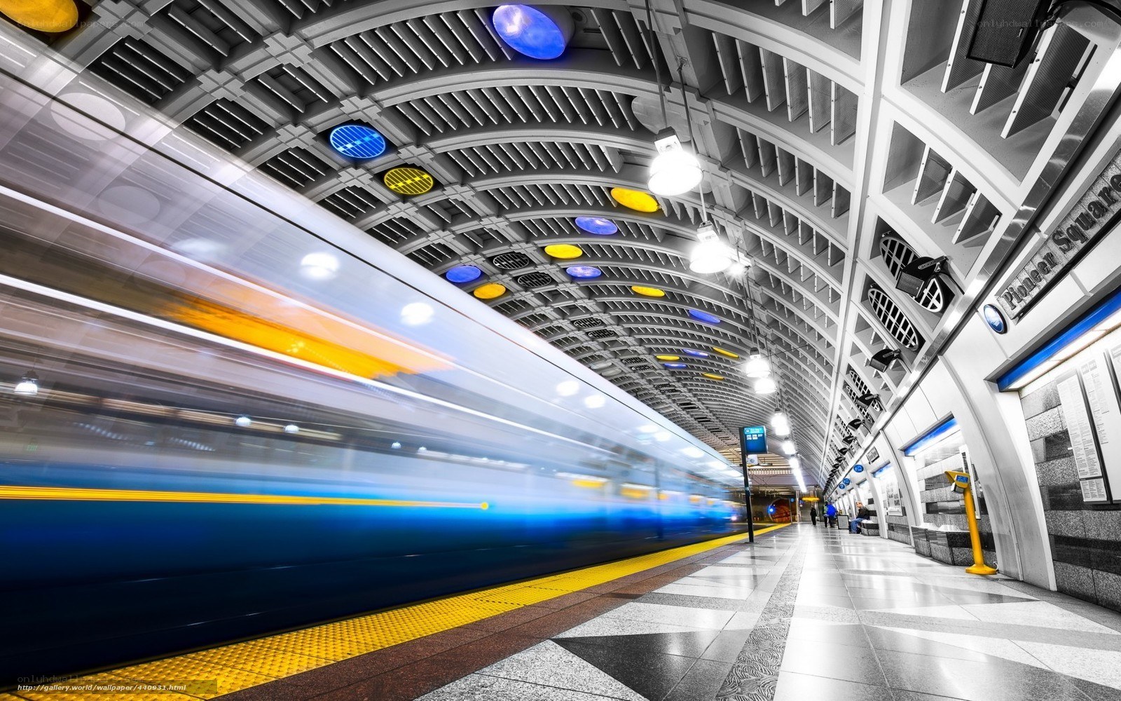 Subway train at Pioneer Square station