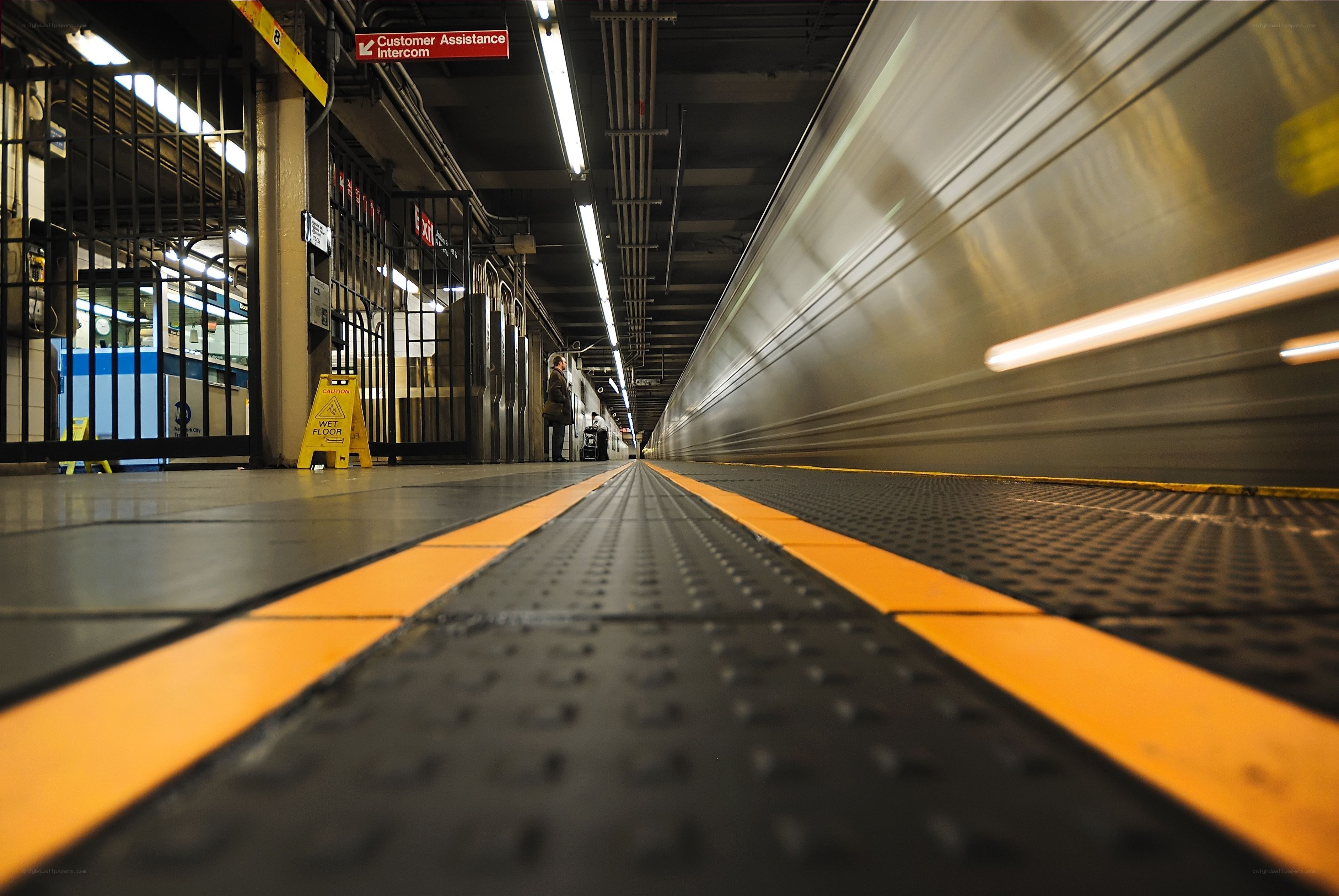 Subway train at station