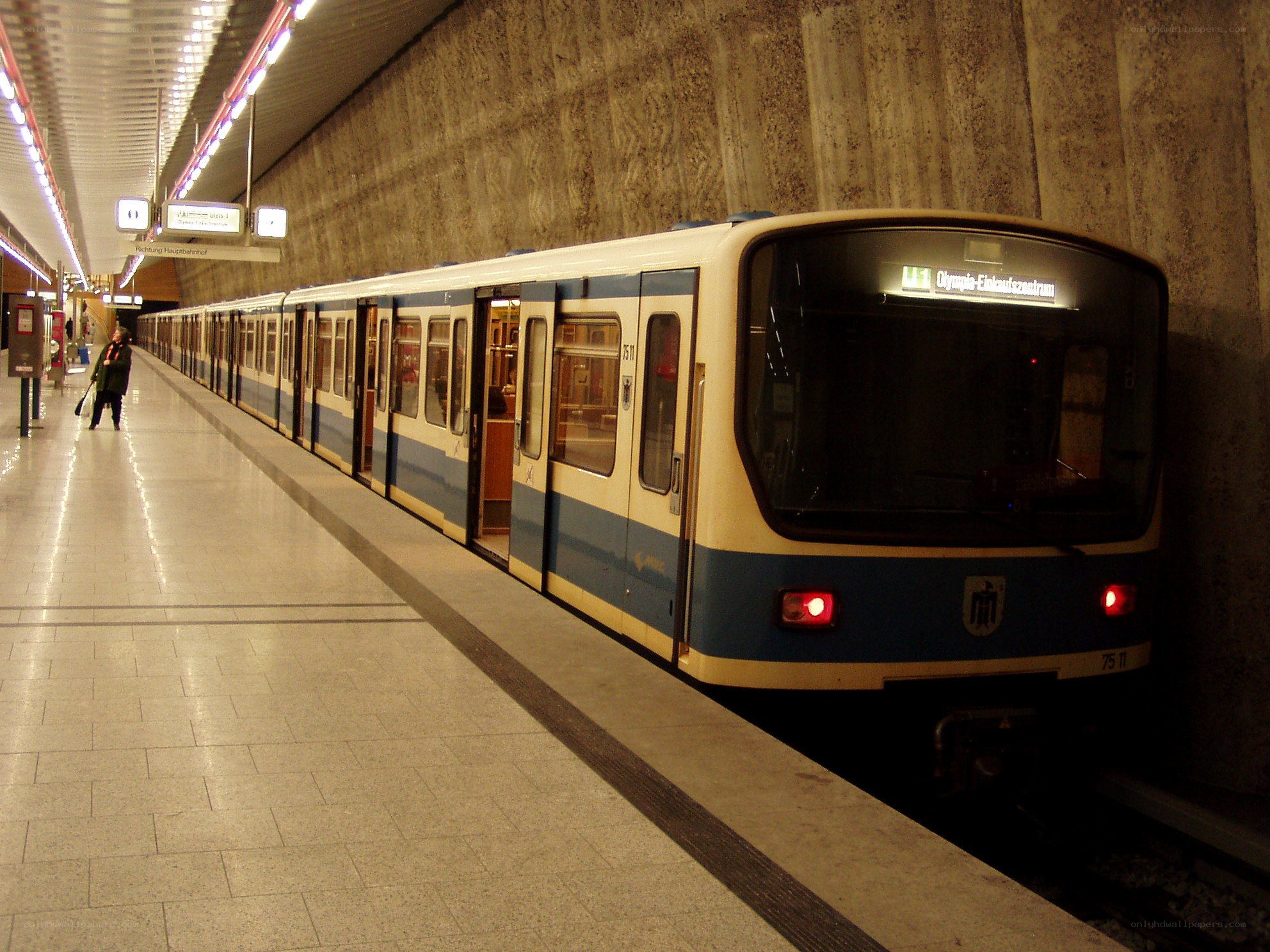 Subway train at station