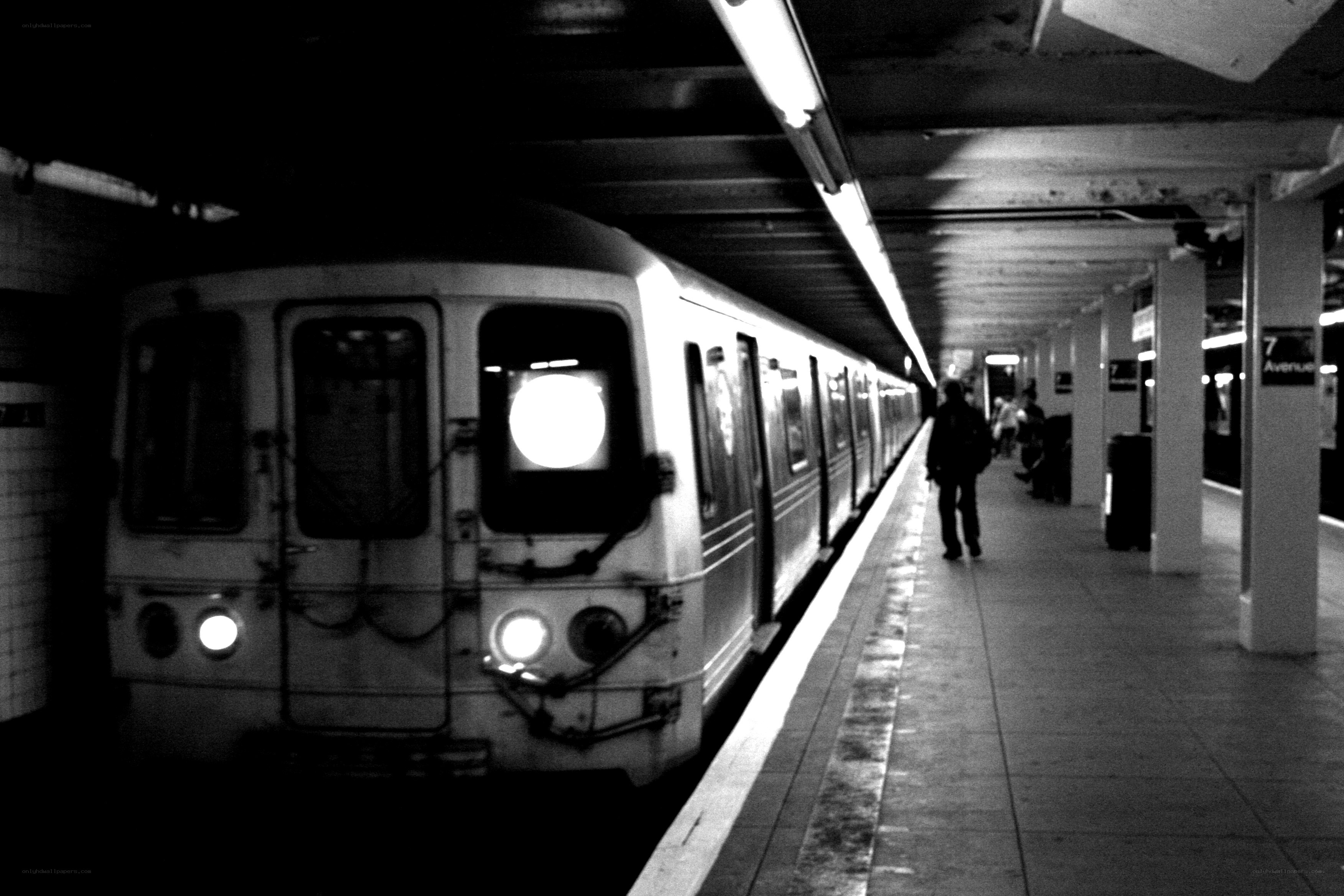 Subway train at station