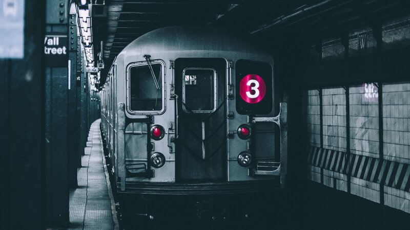 Subway Train at Station — Black, Dark, Night