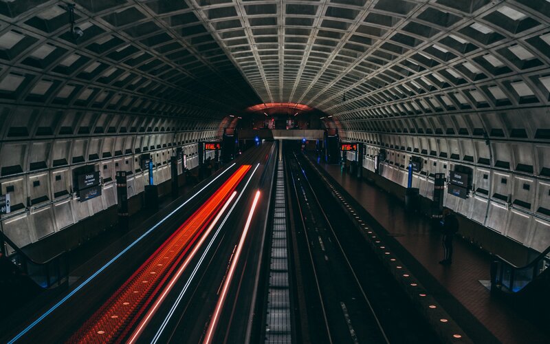 Subway Train at Station — Black, Dark